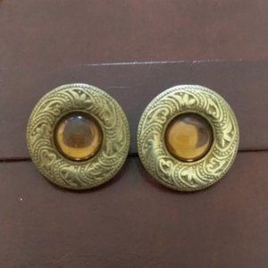 Vintage topaz and bronze clip on earrings